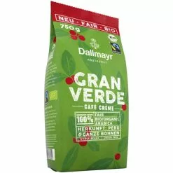 Dallmayr Bio Kaffee Gran Verde Café Crème Fairtrade Ganze Bohnen 750G