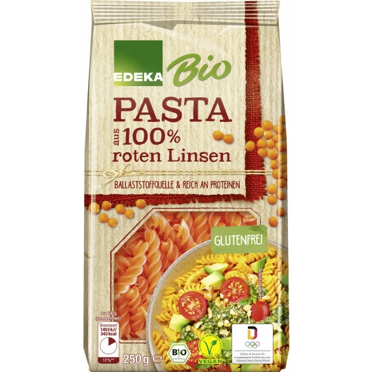 EDEKA Bio Fusilli Rote Linsen 250G 1 EDEKA Bio Fusilli Rote Linsen 250G
