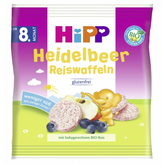 Hipp Bio Reiswaffeln Heidelbeer Ab 8.Monat 30G 1 Hipp Bio Reiswaffeln Heidelbeer Ab 8.Monat 30G