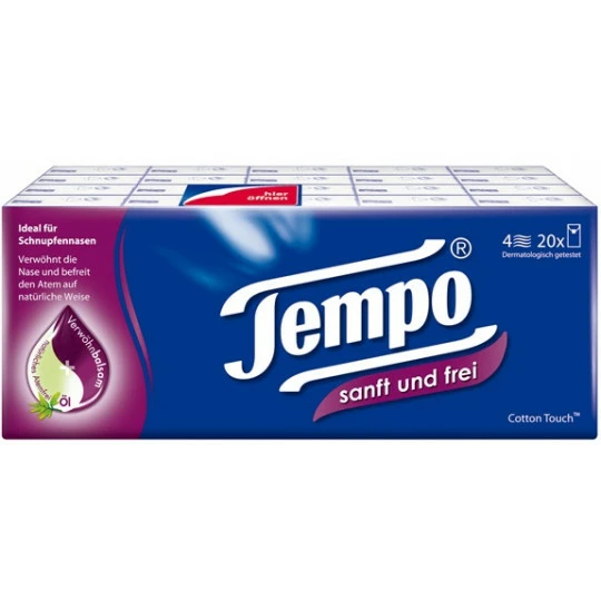 Tempo Sanft & Frei Taschentücher Mit Pflegebalsam 20x 9ST 1 Tempo Sanft & Frei Taschentücher Mit Pflegebalsam 20x 9ST